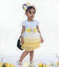 Girls Yellow & White Tulle Party Dress with Matching Bag – Age 2 Years