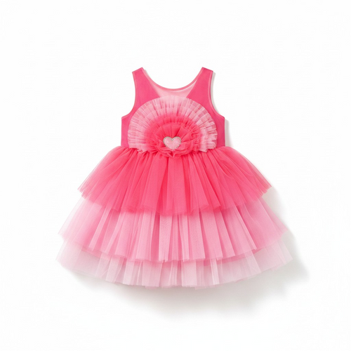 Girls Hot Pink Tulle Party Dress – Age 2 Years