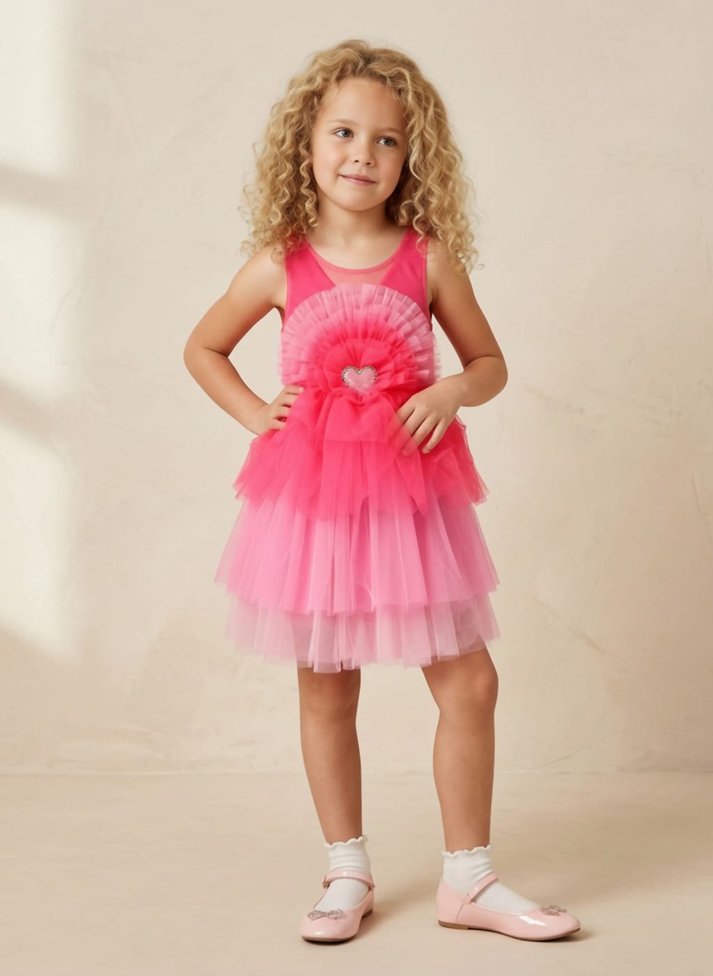 Girls Hot Pink Tulle Party Dress – Age 2 Years